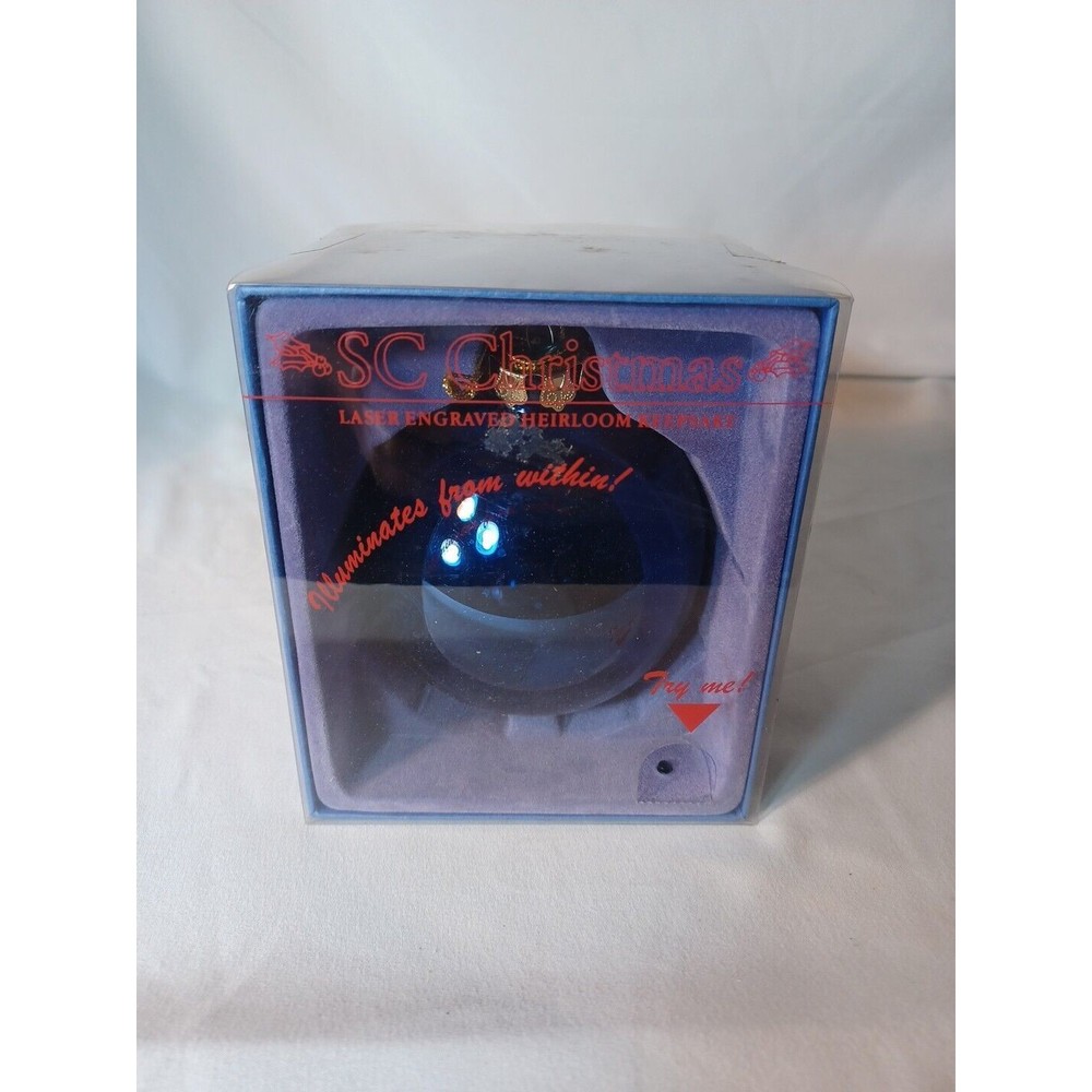 Hallmark SC Christmas St Louis Rams Lighted 4" Ornament Laser Engraved Glass
